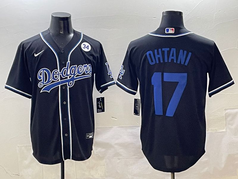 Men Los Angeles Dodgers #17 Ohtani Black blue Three generations Nike 2025 MLB Jersey style 11->los angeles dodgers->MLB Jersey